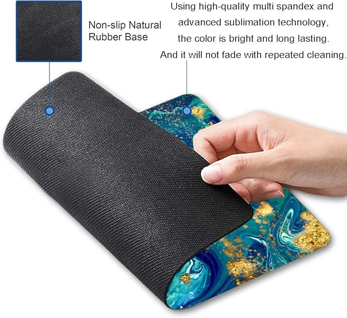 Green Blue Marble Mouse Pad,Gaming Creativity Custom Non-Slip Rubber Base Cute Mouse Pads for Computers Laptop Office,9.5"x7.9"x0.12" Inch