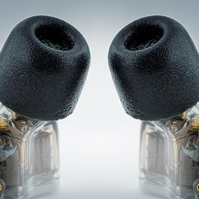 Comply 100 Core Series | Memory Foam Replacement IEM Ear Tips for Etymotic, Westone, Klipsch & More | Superior Noise Isolation, Ultimate Comfort, Secure Fit | Black, Large (3 Pairs)