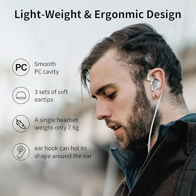 Kinboofi KZ ZS10 Pro IEM Headphone, in Ear Monitor Headphone, 4BA 1DD KZ Wired Earphone Multi Driver in Ear Earphone,IEM Earphone on Stage Monitor for Singer Guitarist Drummer (Matte Black No Mic)