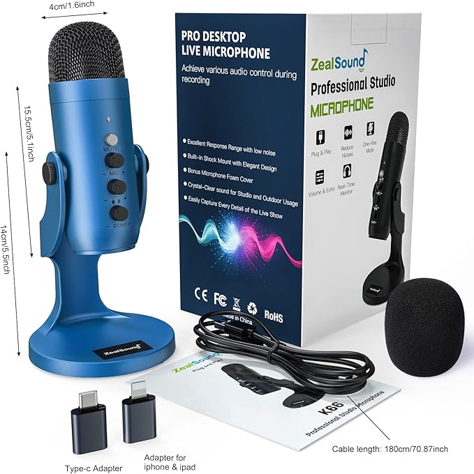 ZealSound USB Microphone, Condenser Gaming Mic - Image 8