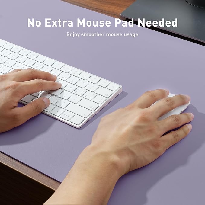 Aothia Non-Slip PU Leather Waterproof Desk Protector Mat, Mouse Pad, Desk Blotter, Writing Pad for Office, Home, Laptop, Lavender, 23.6" x 13.7"