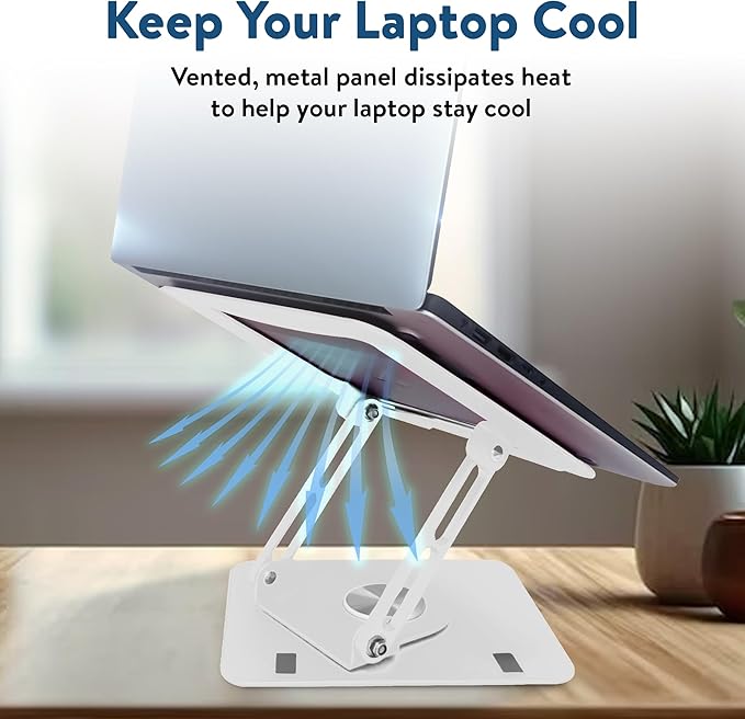 Uncaged Ergonomics Swivel Laptop Stand for Desk, Adjustable Computer iPad Stand for Desk w/ 360 Rotation, Portable Laptop Holder for Home Office Ergonomic Supplies (White)