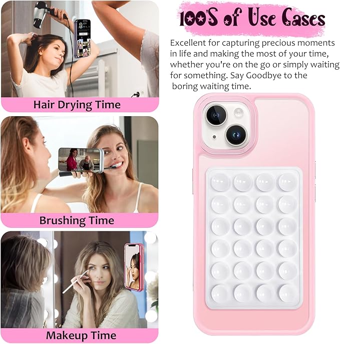2 Pack Silicone Suction Phone Case Mount, Silicon Adhesive Phone Grip for Smartphones, Hands-Free Mirror Shower Phone Holder for Selfies, Tiktok Videos (Blue)