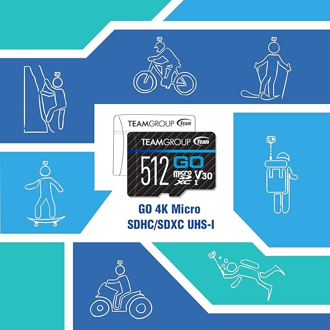 TEAMGROUP GO Card 256GB x 5 Pack Micro SDXC UHS-I U3 V30 4K for GoPro & Drone & Action Cameras High Speed Flash Memory Card for Outdoor Sports, 4K Shooting, Nintendo-Switch TGUSDX256GU368