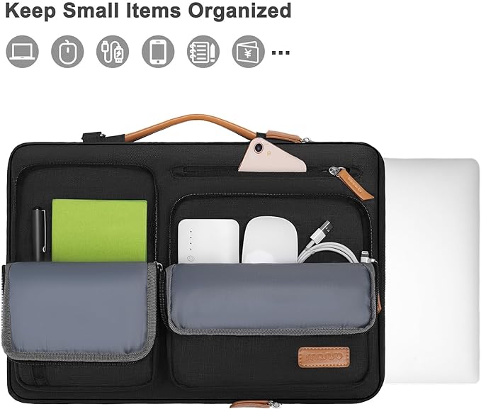 MOSISO 360 Protective Laptop Shoulder Bag,17-17.3 inch Computer Bag Compatible with MacBook, HP, Dell, Lenovo, Asus Notebook,Side Open Messenger Bag with 4 Zipper Pockets&Handle, Black