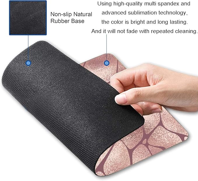 Rose Gold Marble Mouse Pad with Irregular Geometric Design - Gaming Mouse Mat with Waterproof Square Surface, Non-Slip Rubber Base for Office, Home, Laptop, Travel - 9.5"x7.9"x0.12" Inch