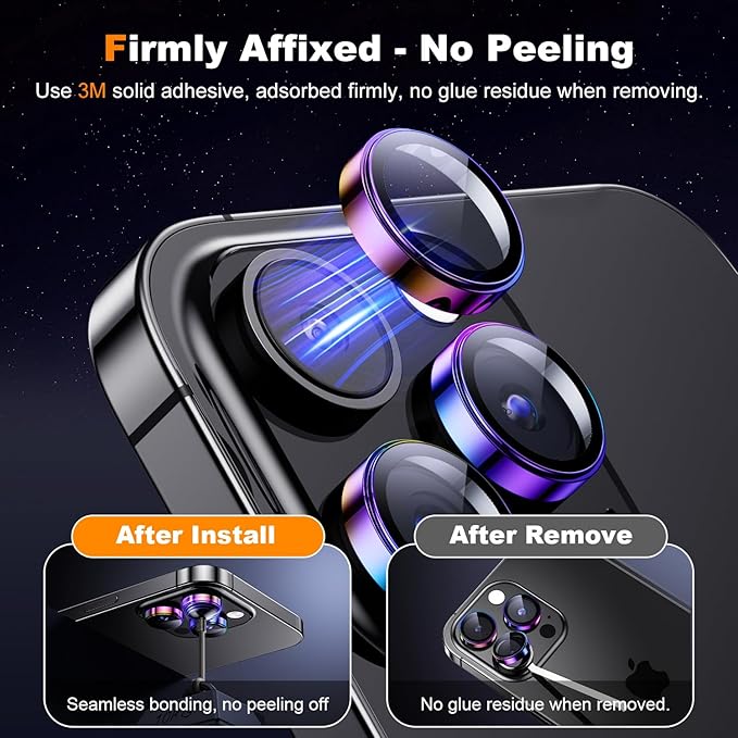 Hoerrye [3+1] for phone 15 Pro Max/phone 15 Pro Camera Lens Protector, [Keep Lens Original Design] [Truly Shatterproof] 9H Tempered Glass Camera Cover Screen Protector Accessories,Colorful 2 Pack