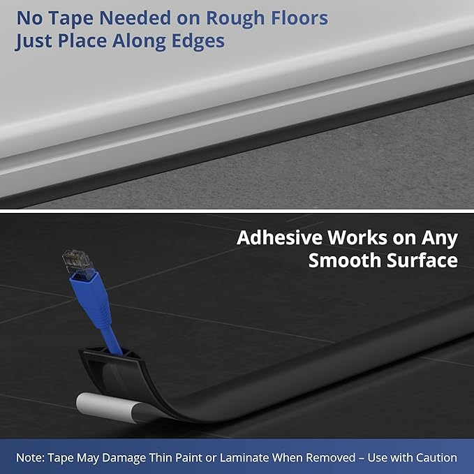 ZhiYo 10ft Cord Covers for Wires on Floor, Cord Hider Floor Hide Extension Cords, Soft PVC Cable Cover Cable Protector, Cable Cavity W0.62in, H0.31in, Gray Oak Wood