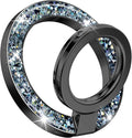 GVIEWIN Magnetic Phone Ring Holder, Compatible with MagSafe Phone Grip with Adjustable Stand, Magnet Phone Ring Kickstand for iPhone 16 Pro Max/Plus/15/14/13/12 Series/Other Phones (Glitter/Black)