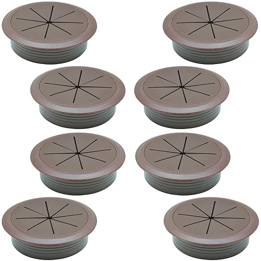 Desk Grommet 2" (50 mm), Desk Hole Cover for Cables Coffee, Cable Grommet ABS Plastic, Desk Hole Grommet for Office and Home Table Cable, Detachable & Flexible Cable Cord Organizer-8 Pcs