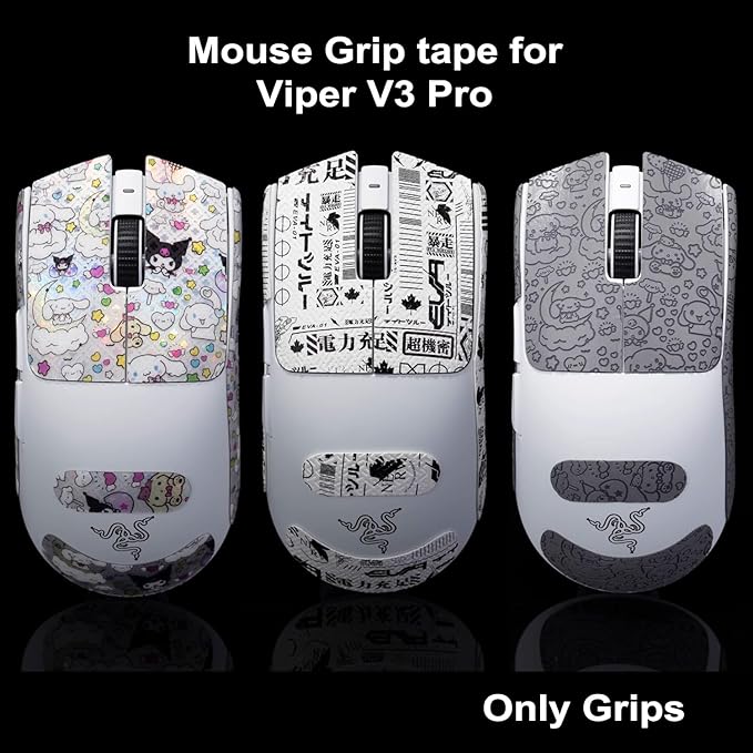 Grip Tape for Razer Viper V3 Pro - Anti-Slip,Enhanced Control, Sweat Resistance,Improves FPS Gaming Grip & Mouse Protection [Pre-Cut] EVA Black