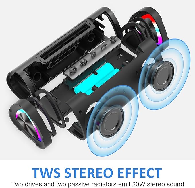 Vanzon Bluetooth Speakers, V40 Wireless Portable Bluetooth Speaker with IPX7 Waterproof, 24H Playtime, 24W Stereo Sound and TWS Dual Pairing, Suitable for Home/Party/Outdoor/Beach