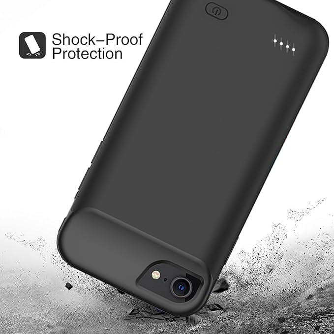 Battery Case for iPhone 8/7/6s/6/SE 3/SE 2, Upgraded 10000mAh Portable Battery Pack Charger Case Support Carplay Compatible with iPhone SE 3/SE 2/8/7/6s/6 (4.7 inch) External Charging Case (Black)