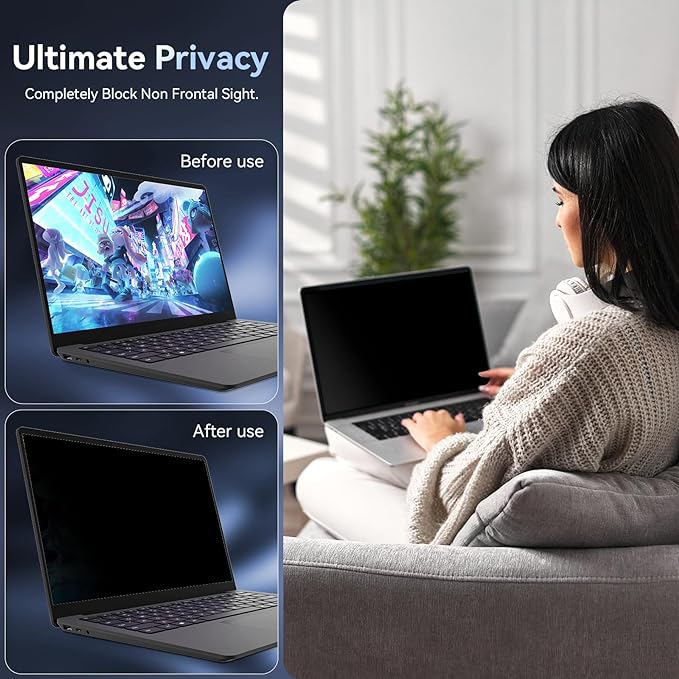 13.3 Inch Laptop Privacy Screen Compatible With Lenovo Hp Dell Acer Asus Thinkpad Envy Xps, 16:9 Aspect Removable Anti Glare Blue Light Filter Protector,13 in Computer Monitor Privacy Shield