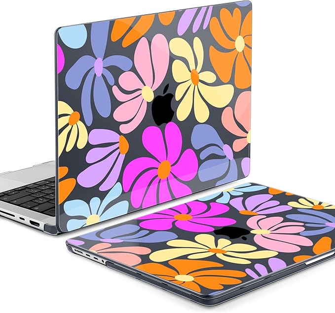 DONGKE for M4 MacBook Pro 16 Inch Case 2024 2023 2021 A3403 A3186 M3 A2991 M2 A2780 M1 A2485 Pro/Max Chip, Plastic Hard Shell Case & Keyboard Cover for Mac Pro 16 with Touch ID, Power Flowers