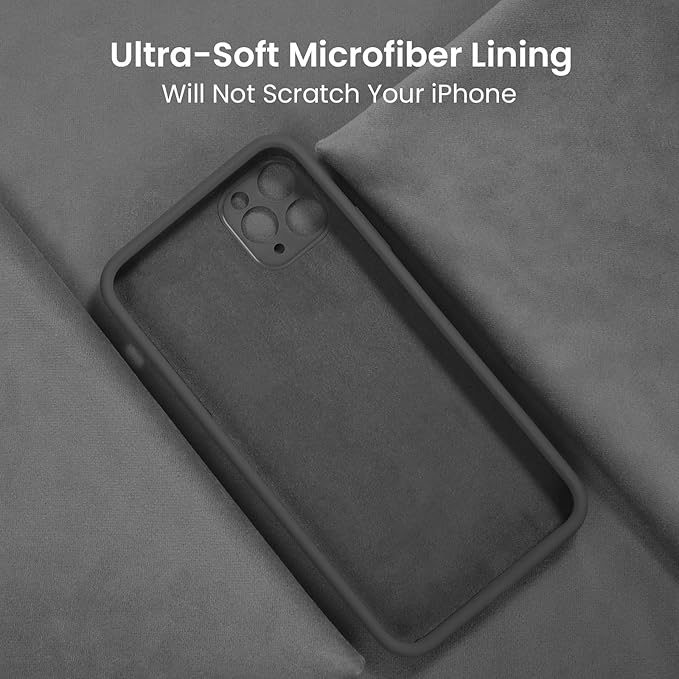 FireNova Designed for iPhone 13 Pro Case, Silicone Upgraded [Camera Protection] Phone Case with [2 Screen Protectors], Soft Anti-Scratch Microfiber Lining Inside, 6.1 inch, Space Gray