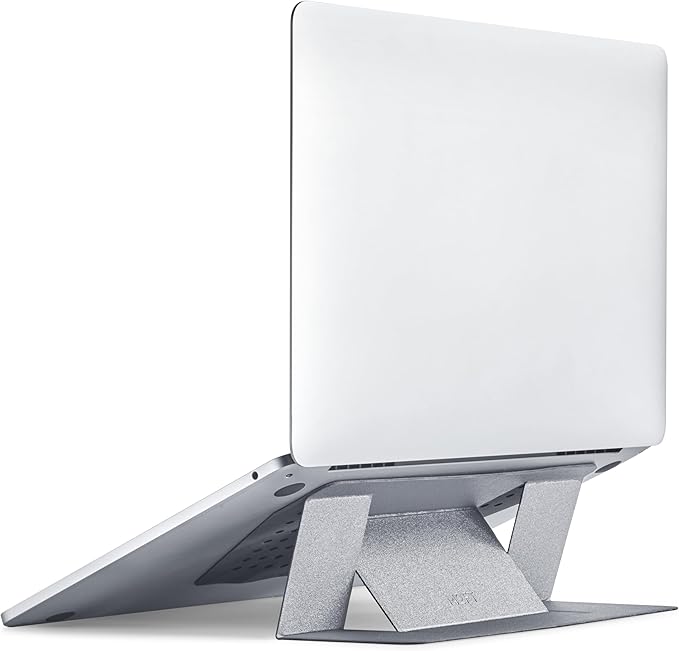 MOFT Laptop Stand for Desk, Adhesive Laptop Stand with 2 Adjustable Viewing Angles, Foldable and Portable Computer Stand Compatible with MacBook Air, MacBook Pro 11"-16", Silver