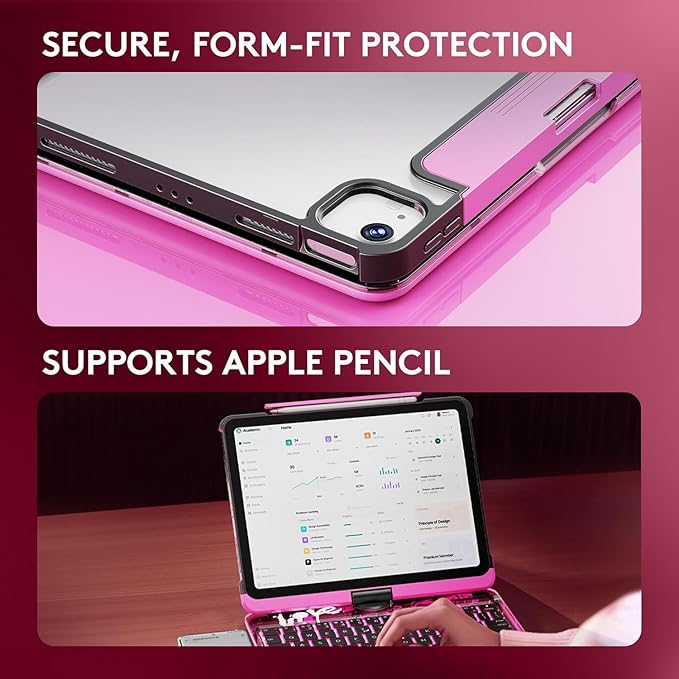 KITONE Transparent Case with Wireless Keyboard only for 2024 iPad Pro 13-in.(M4), 7 Colors Backlight, Trackpad, 360°Rotating Stand for iPad Pro 13, Tech Style
