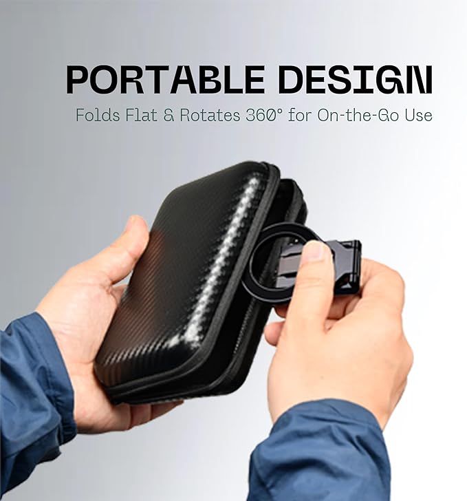 FANAUE MT-05 Magnetic Phone Stand Compatible with MagSafe iPhone Holder for Desk, 360°Rotation Foldable Cell Phone Stand Compatible for iPhone 16 15 14 13 12 Pro Max and MagSafe Case, Black