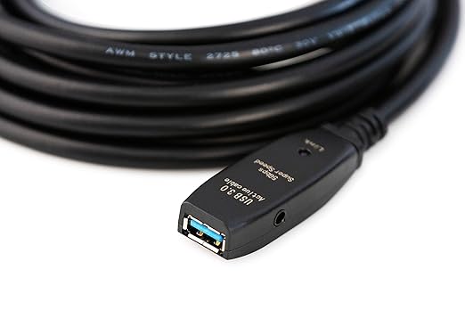100 Feet Active USB Extension Cable 3.0 Male to Female with 3 Extension chipsets Signal Booster - Repeater Cord 30 Meters / 100 Feet (AC Power Supply Included)