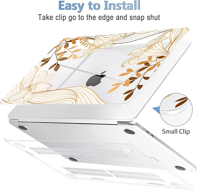 Mektron Compatible with M4 MacBook Air 15 inch Case 2025 A3241 2024 2023 M3 A3114 A2941 M2 Liquid Retina Display Touch ID, Plastic Hard Case & Keyboard Skin & Screen Protector - Waves Florals C352