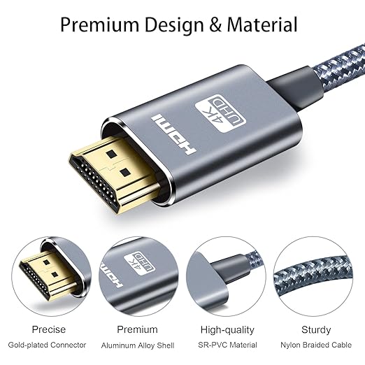 LEADSTAR HDMI Cable 4K 15 ft / 4.5m, High Speed HDMI 2.0 Cord Braided | 4K@60Hz, Ultra HD, 2160p, ARC, HDR, 3D, HDCP 2.2 | for Xbox, PS5, TV, Laptop, Monitor