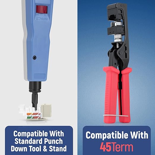 Everest 45° Angled RJ45 Cat6A Keystone Jacks 50-Pack in Ivory - Slim Profile Female RJ45 Connectors - Cat 6A Keystone Jack - Compatible with 45° Angled Speed Termination Tool - 45Term (B0BL3GS7ZY)