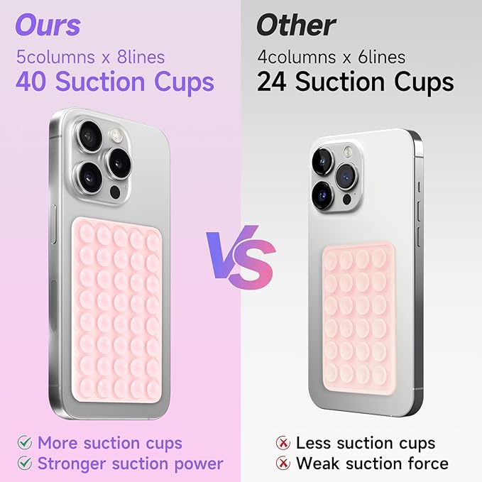Silicone Suction Phone Case Mount, Non Slip Suction Cup Phone Mount, Phone Accessories Holder for Selfies and Videos, Silicon Adhesive Phone Stand Sticky for Cell Phone Purple