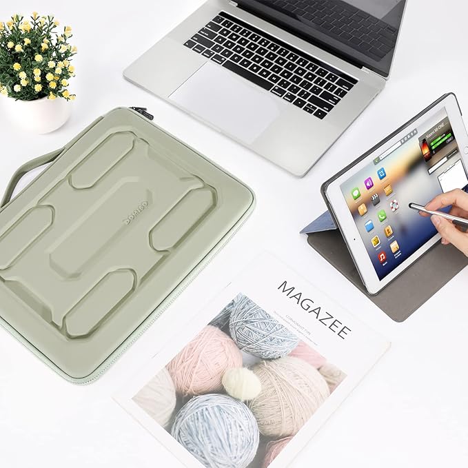 DOMISO 17 inch Laptop Sleeve with Handle Shockproof Computer Bag Waterproof EVA Protective Carrying Case for 17.3" MSI GS73VR Stealth Pro/HP Envy 17/LG Gram 17"/ROG Strix GL702VS, Mint Green