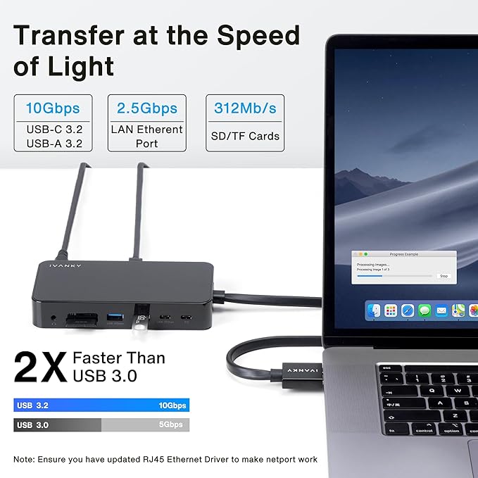 iVANKY FusionDock 1+ MacBook Pro Docking Station with 180W Power Adapter, 12-in-1 Dual 4K@60Hz USB C Dock for MacBook Pro/Air Thunderbolt 3/4 Dock HDMI 2.0, 96W PD, 6 USB, 2.5Gbps Ethernet SD/TF Audio