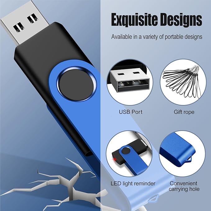 EASTBULL 4GB USB Flash Drive Bulk Thumb Drives 20 Pack with Lanyards USB 2.0 Jump Drive 4GB Memory Sticks Zip Drive Pen Drive for Storage and Backup Blue 20PCS 4GB