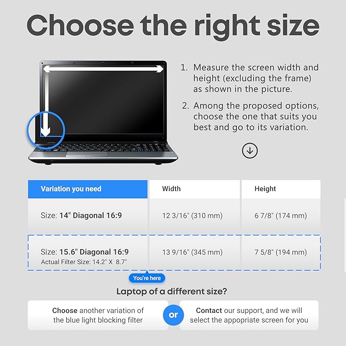 VINTEZ Blue Light Screen Protector for 15.6 Inch Computer Monitor and Laptop – Anti-UV Blue Light Blocking Film for Desktop PC, Eye Protection Filter, 14.2" x 8.7", 1 Pack