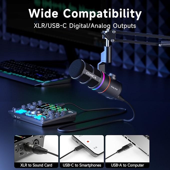 COMICA EJoy D10 USB Gaming Microphone – Boom Arm Mic - Image 2