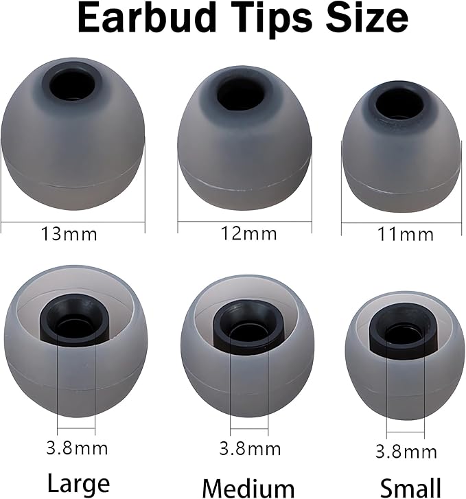 Replacement Earbud Tips Ear Bud Covers Silicone Eartips Fit Most in-Ear Earbuds - Image 2