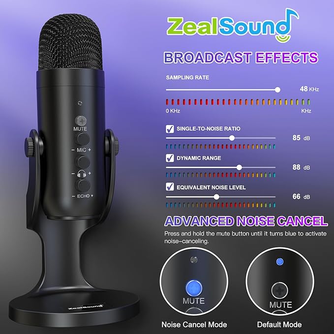 ZealSound USB Microphone, Condenser Computer PC Mic, Plug&Play Gaming - Image 3