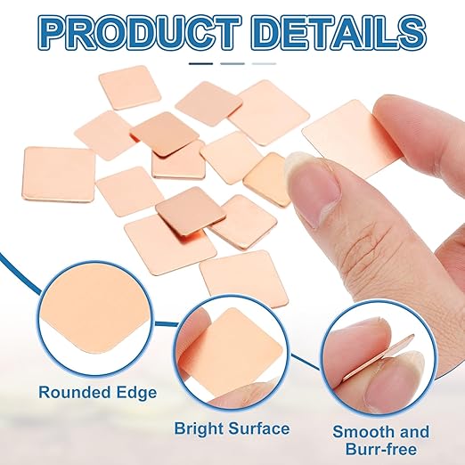 PATIKIL Copper Heatsink Pad Shims, 24 Pcs 15x15x0.4mm Copper Pad Shim IC Chipset GPU CPU Thermal Heatsink for Cooling Laptop Desktop Computer