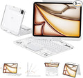Transparent Case with Keyboard for 2024 iPad Pro 13 inch (M4), iPad Pro 13,7-Color Backlit,Magic Wireless Keyboard, 360°Rotating,Multi-Touch trackpad,Pencil Holder,with Shortcuts,White