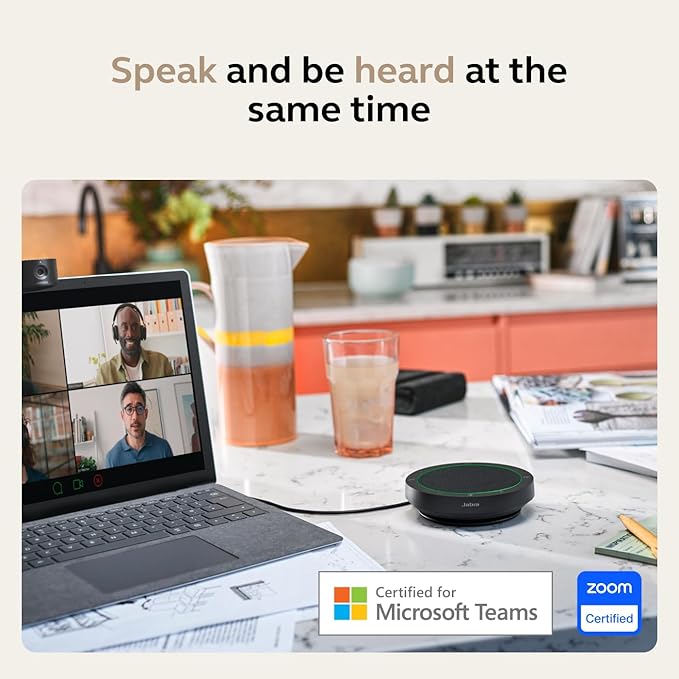 Jabra Speak2 75 (2025 Edition) Wireless Bluetooth Speakerphone - 4 Noise-Cancelling Mics, 65mm Speakers - New Linking Feature - USB-A Dongle - Certified for Microsoft Teams - Dark Grey