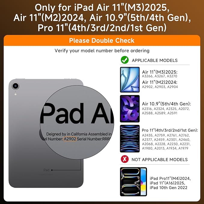 Transparent Case with Keyboard iPad Air (M3/M2,2025/2024) 11 Inch,Compatible 10.9" iPad Air 5th/4th & 11" iPad Pro 4/3/2/1,7-Color Backlit,Wireless Keyboard, 360°Rotating,with trackpad,Black