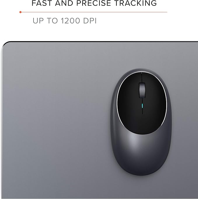 Satechi M1 Wireless Bluetooth Mouse, USB-C Rechargeable, Compact & Portable, for Mac/Windows, Compatible with M4/M3/M2 MacBook, Pro, Air/iMac/iPad Pro, iPhone 16/15/14 & More - Space Gray