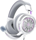 EKSA StarEngine S PC Gaming Headset-Stereo Surround Sound for PS4 PS5 Xbox One Xbox Series X/S, Over Ear Headphones with Noise Cancelling Mic, 50mm Drivers, 3.5mm Wired Headphones for Computer (White)