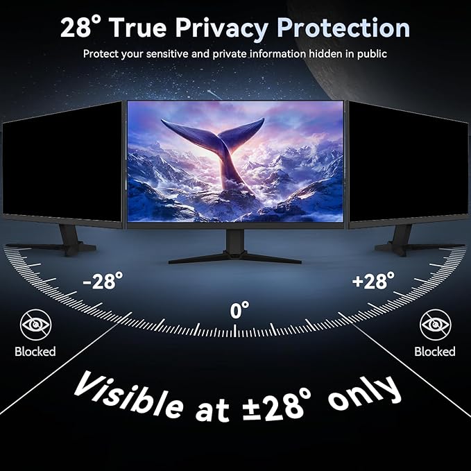 [2-Pack] 23 Inch Computer Privacy Screen Filter for 16:9 Widescreen Monitor, Removable Eye Protection Anti Glare Blue Light Filter Privacy Shield, Anti Scratch Anti Spy Screen Protector Film 23 In