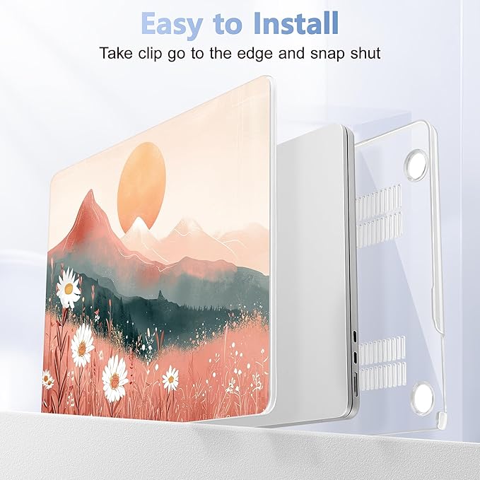 Case for MacBook Air 15 Inch 2025 2024 2023 Release M4 A3241 M3 A3114 M2 A2941, Hard Shell with Screen Protector & Keyboard Cover, Compatible with Touch ID, Mountains