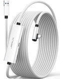 JSAUX Link Cable with 18W Charging 16ft, Compatible with Oculus Meta Quest 3S/ 3/ 2/ Pro and Pico 4, PC VR, Steam VR Accessories, 2-in-1 High Speed 5Gbs USB3.0 to USB C Data Cord for VR Headset