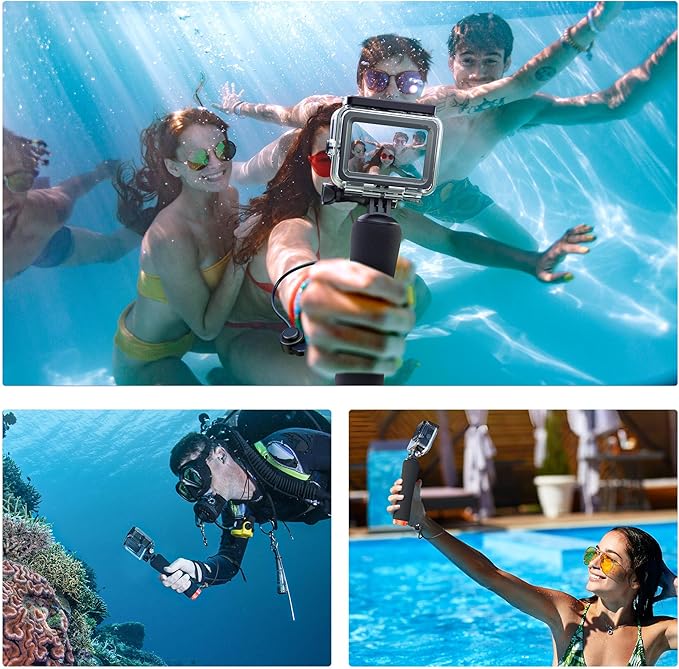 ATUMTEK Floating Hand Grip for GoPro, Waterproof Handle Mount Underwater Hand Stick Monopod Pole Compatible with GoPro Hero 13 12, 11, 10, 9, 8, 7, 6, DJI Osmo, AKASO, SJCAM Action Camera, Orange