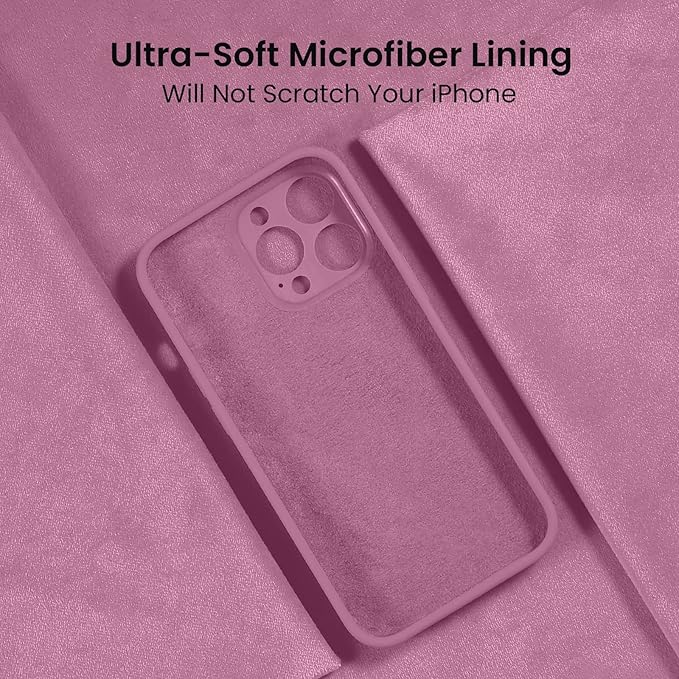 FireNova Designed for iPhone 13 Pro Case, Silicone Upgraded [Camera Protection] Phone Case with [2 Screen Protectors], Soft Anti-Scratch Microfiber Lining Inside, 6.1 inch, Lilac Purple