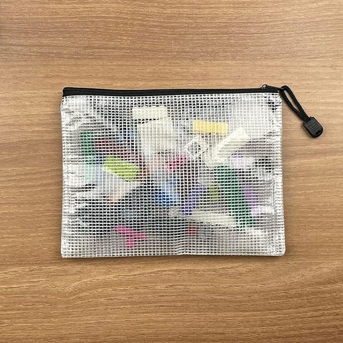 Oaimyy-20 PCS-Mesh Zipper Pouch, Plastic Zip File Folders Puzzle Bags Large Reusable Zipper Pouches for Organizing Classroom Board Game Organization,Home Storage-(Black, 7"x 11")
