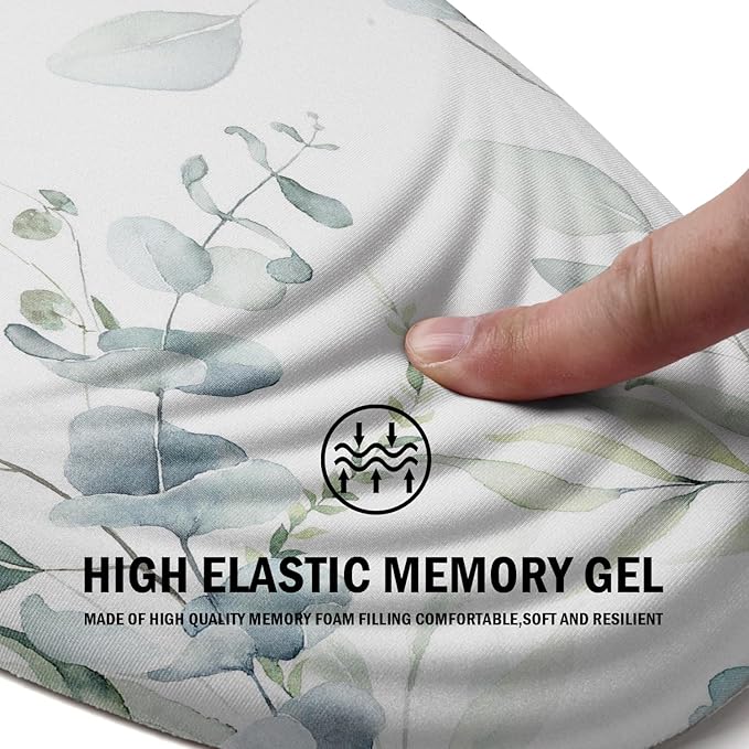 Ergonomic Mouse Pad with Wrist Rest Support,Mousepad Relief Carpal Tunnel Pain, Entire Memory Foam Mouse Pad with Non-Slip PU Base, Wireless Mouse Pad,Beautiful Leaf