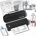 Inkless Portable Printer for Travel, Wireless Thermal Printer Supports 8.5 x 11 Inch Thermal Paper, Bluetooth Machine Includes Carry Case and 3 Rolls of Paper Kit, Black