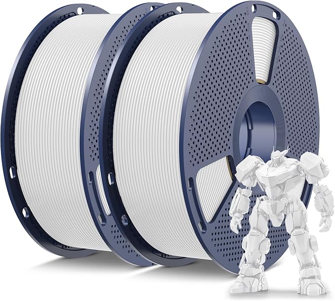 SUNLU PETG Filament 1.75mm Bundle, Less Stringing and Good Layer Adhesion 3D Printer Filament, Individually Vacuum Packed, 2kg in Total, 1kg per Spool, PETG 2 Pack,White+White